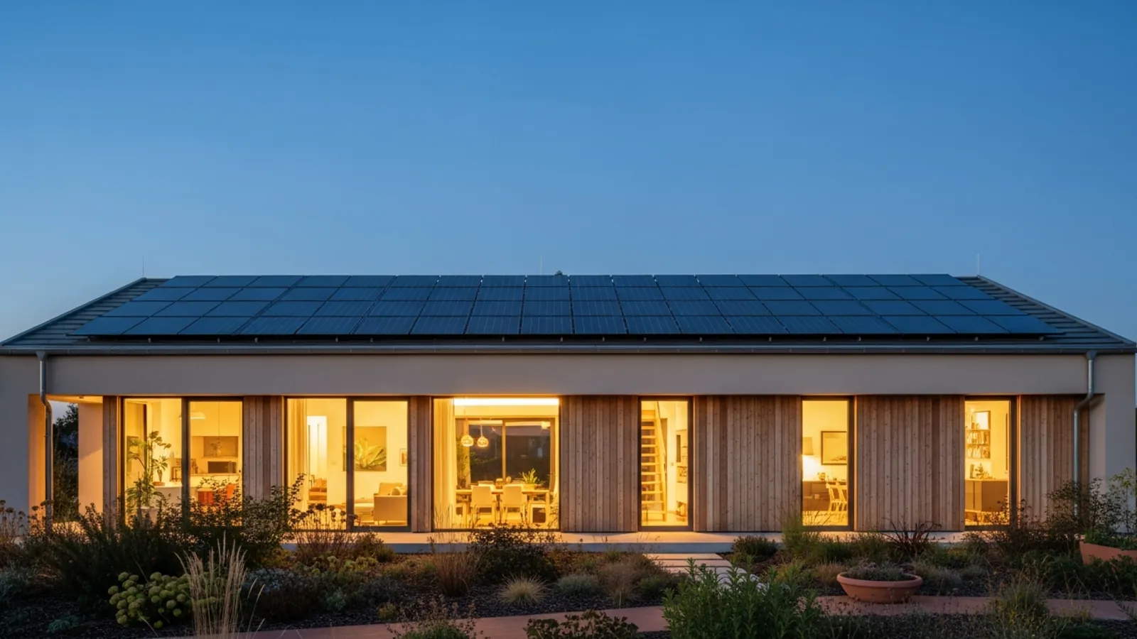 Fertighaus-Dach mit Photovoltaik und Hausspeicher – Kostenrechnung rund um Solarstrom